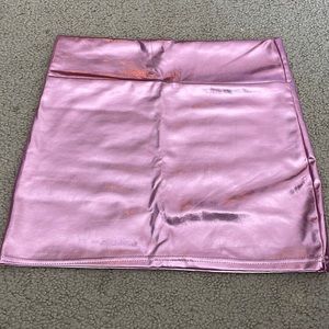 Pink Stretchy Metallic Mini Skirt (small)